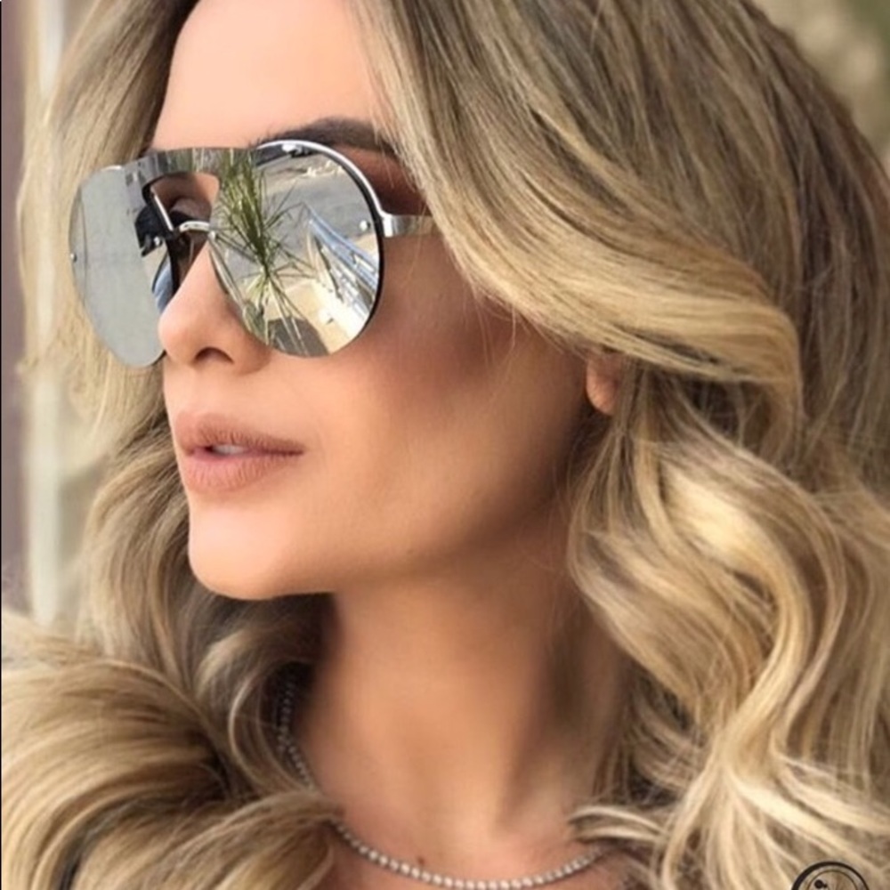 Prada 60 mm Mirror silver rimless sunglasses